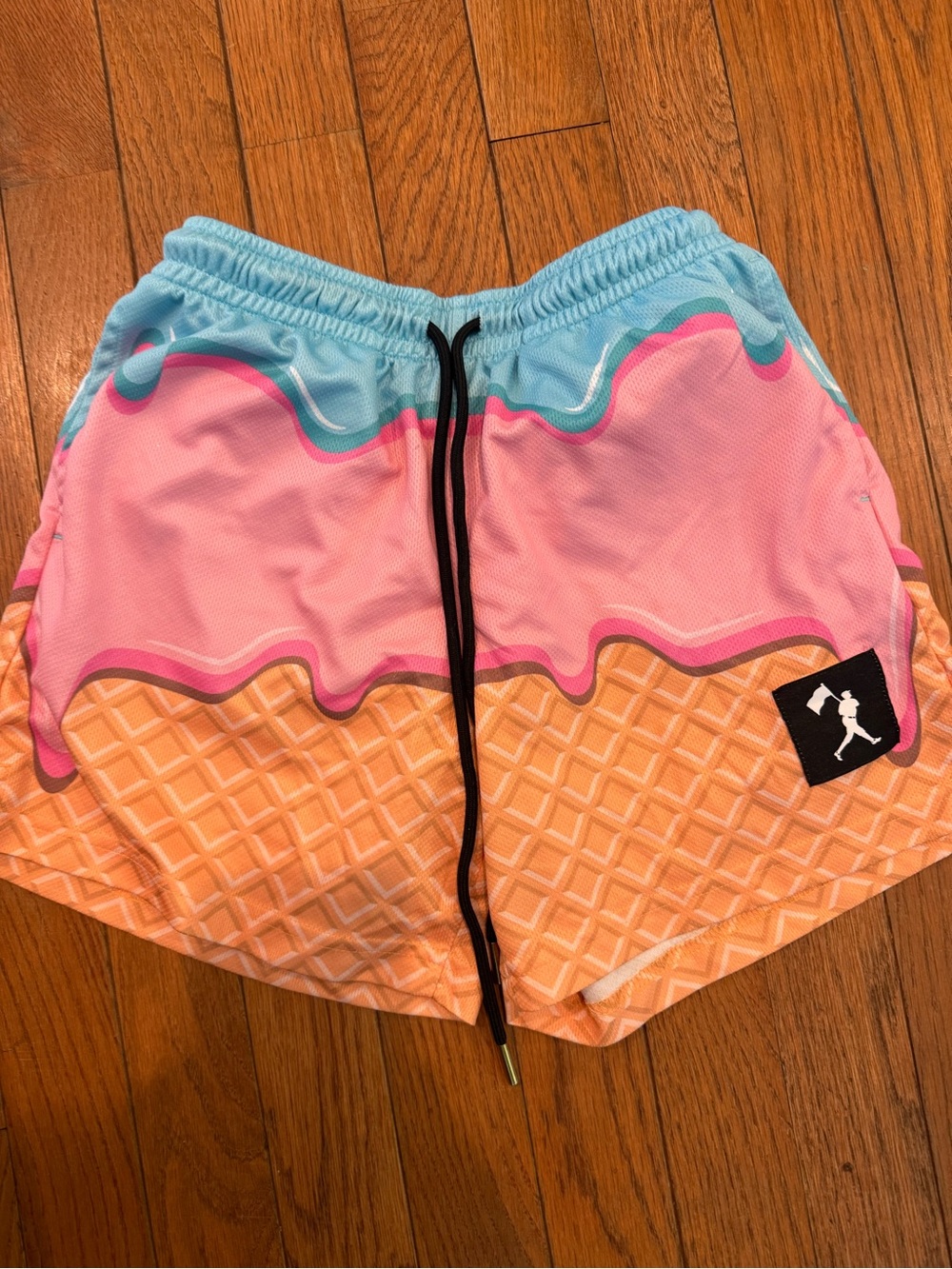 Kids Ice Cream Cone Swim Shorts in Pink & Light Blue